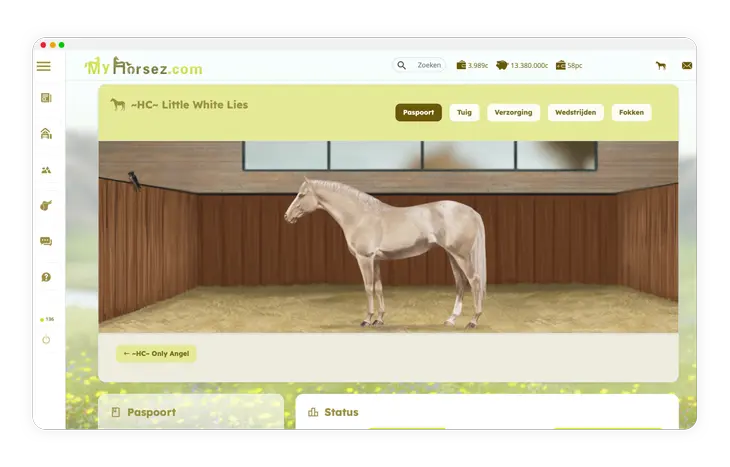 Quarterhorse die op stal staat op online paardengame My Horsez